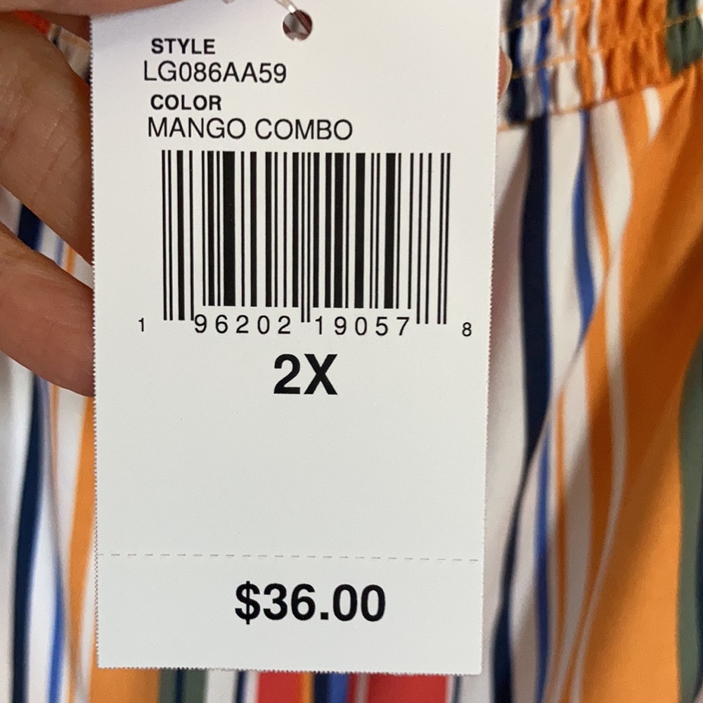 Absolutely Famous striped top smock front neckline detail soft 2X - Picture 15 of 16